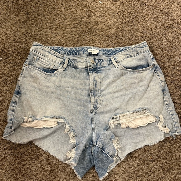 Good American Light Blue Distressed Jean Shorts - Picture 1 of 3